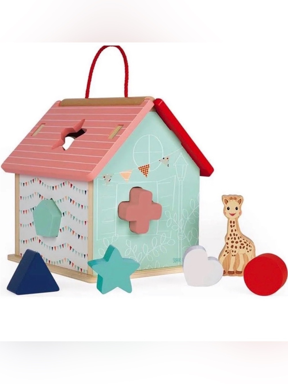 Janod Sophie the giraffe wooden shaped sorter toy
